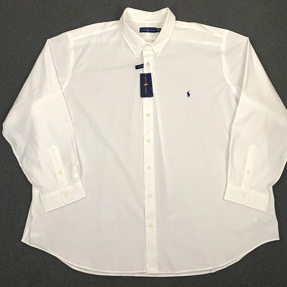 Polo Ralph Lauren Stretch Poplin Shirt Mens 4XB White Button Down Pony NEW